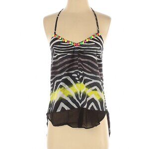 Line & Dot abstract animal print beaded halter tank NWT